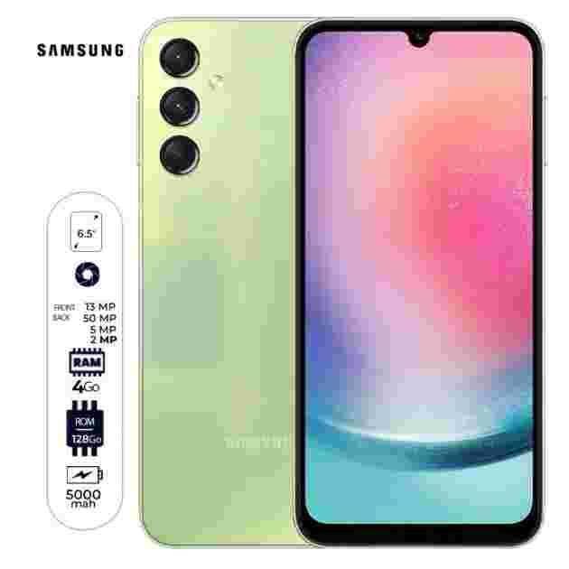 Samsung Galaxy A24 - 4G - 6.5" - 128 Go/4Go RAM - 5000mAh - 2 Nano SIM - 50MP + 5MP + 2MP/13MP - Garantie 12 Mois