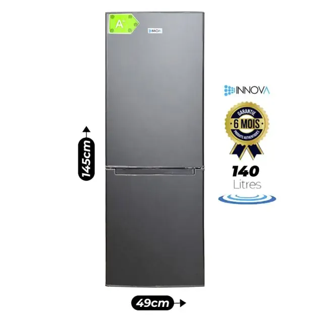 Réfrigerateur Combiné - INNOVA - IN-265 - 140L - Économique (A+) - Gris - 06 Mois de garantie