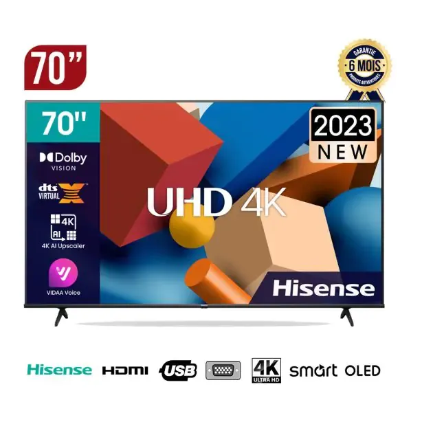 Smart TV Hisense - 70 Pouces - 4K - UHD-6 Mois Garantie