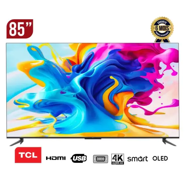 TV SMART TCL - 85 pouces - 4K - UHD - QLED - Smart Google TV - Garantie 6 Mois
