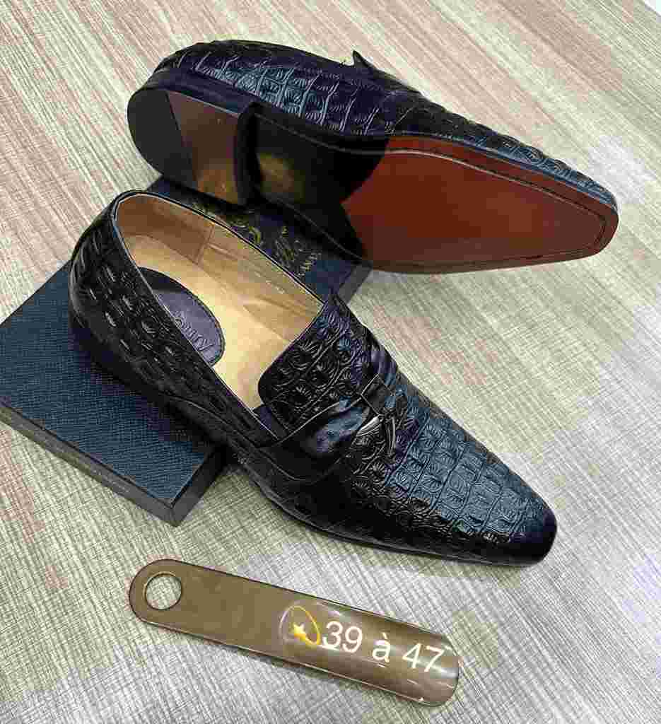 Chaussure Mocassin  en cuir à motif de crocodile pour hommes