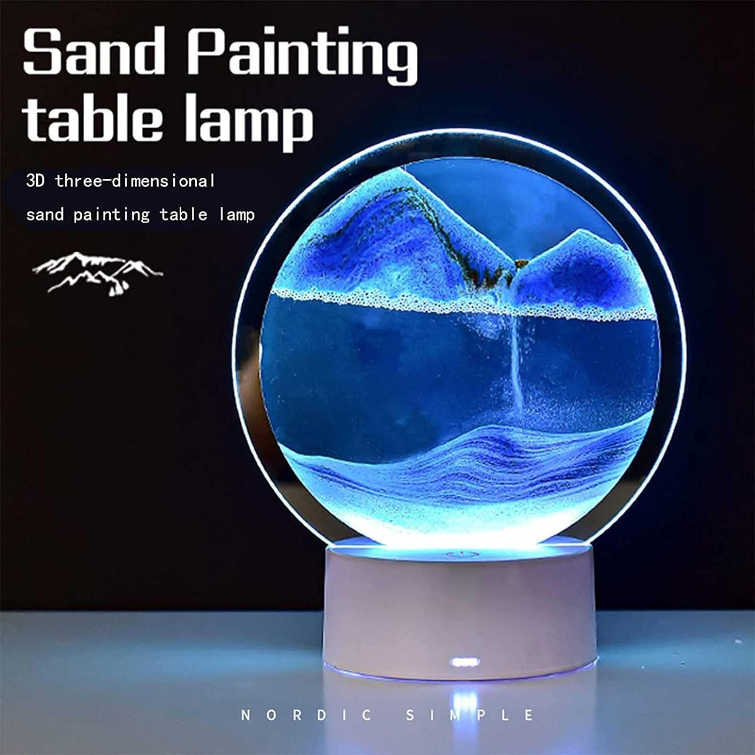 Veilleuse LED en verre RGB à sable